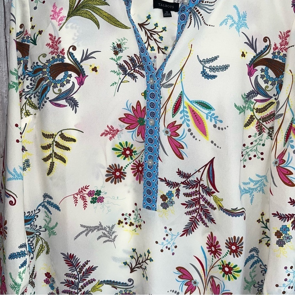 Talbots Dancing Floral Band Collar Popover - Picture 3 of 7